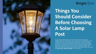 Things You Should Consider Before Choosing A Solar Lamp Post