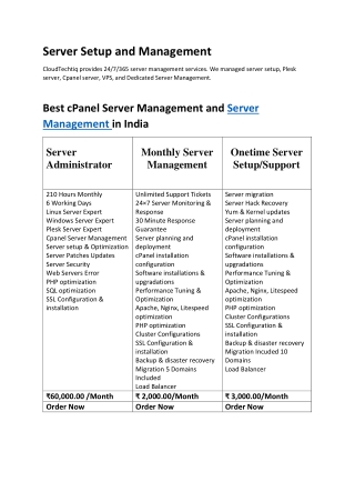 Server Setup and Management