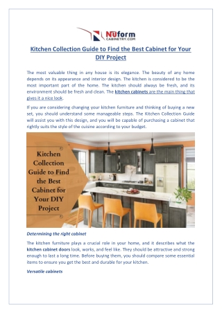 Kitchen Collection Guide to Find the Best Cabinet for Your DIY Project