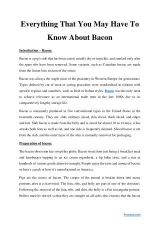 Everything That You May Have To Know About Bacon