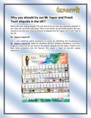Frooti tooti e liquid UK