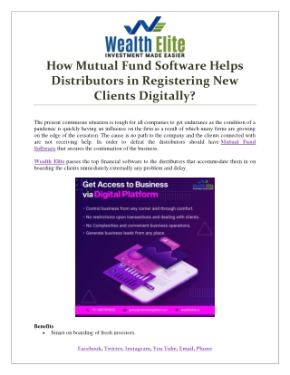 How Mutual Fund Software Helps Distributors in Registering New Clients Digitally