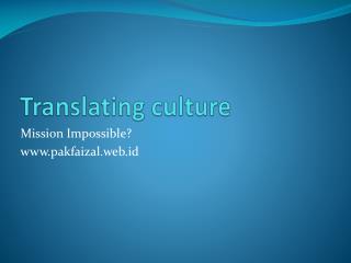 Translating culture