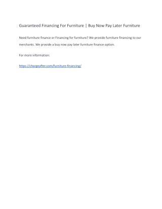 Guaranteed Financing For Furniture | Buy Now Pay Later Furniture