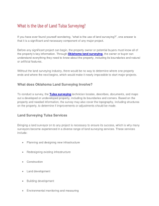 What is the Use of Land Tulsa Surveying