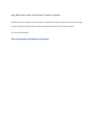 Buy Now Pay Later Electronics Finance Option