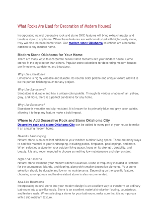 What Rocks Are Used for Decoration of Modern Houses