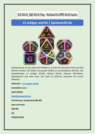 12 seitiger würfel | Spielwürfel.de