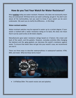 Waterproof Watches For Men