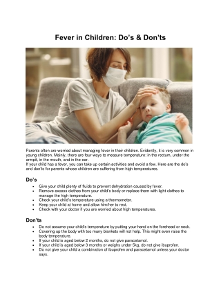 Fever in Children - Do’s & Don’ts