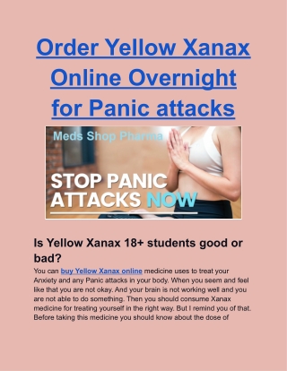 Order Yellow Xanax Online Overnight for Panic attacks