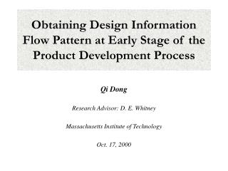 Obtaining Design Information Flow Pattern at Early Stage of the Product Development Process