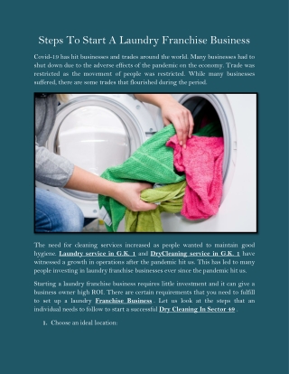 Steps To Start A Laundry Franchise Business