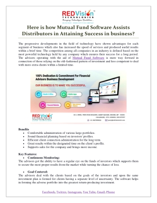 Here is how Mutual Fund Software Assists Distributors in Attaining Success in business