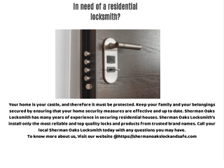 In need of a residential locksmith?
