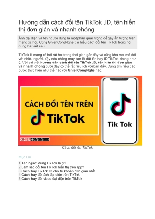 Cách đổi tên TikTok