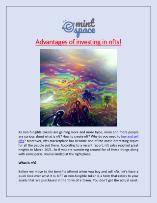 Advantages of investing in nfts!