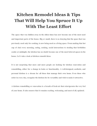 Kitchen Remodel Ideas & Tips That Will Help You Spruce It Up With The Least Effort