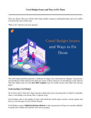 Crawl Budget Issues and Ways to Fix Them
