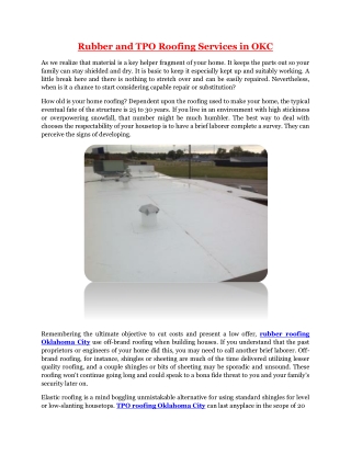 Rubber and TPO Roofing Services in OKC