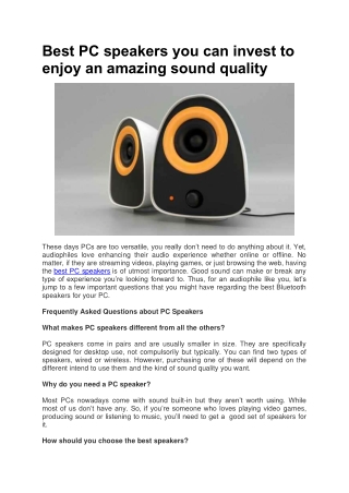 Best PC speakers you can invest to enjoy an amazing sound quality