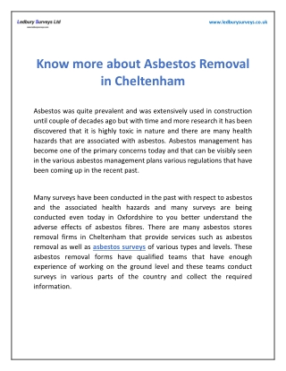 Know more about Asbestos Removal in Cheltenham