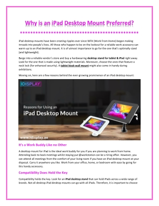 Reasons for using an iPad Desktop Mount