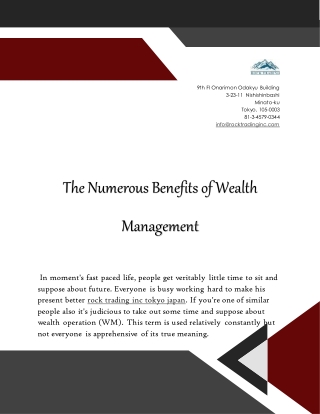The Numerous Benefits of Wealth Management