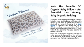 Note The Benefits Of Organic Baby Pillow - An Essential Item Among Baby Organic