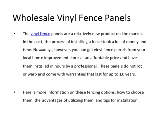 Wholesale Vinyl Fence Panels