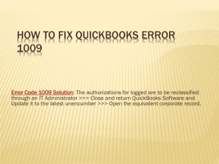 Solved QB Error 1009