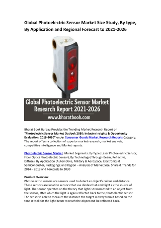 Global Photoelectric Sensor Market Research Report 2021-2026
