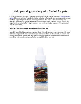 CBD Oil For Pets Online