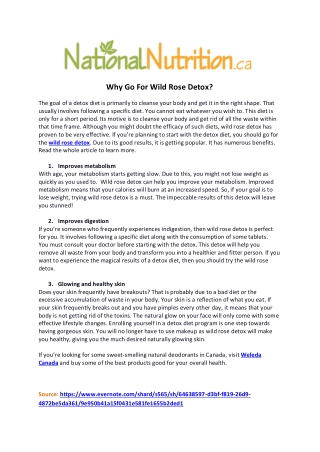 Why Go For Wild Rose Detox?