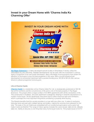 Invest in your Dream Home with ‘Charms India Ka Charming Offer’