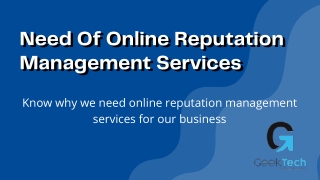 Need Of Online Reputation Management Services