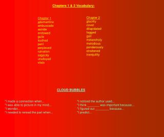 Chapters 1 &amp; 2 Vocabulary: