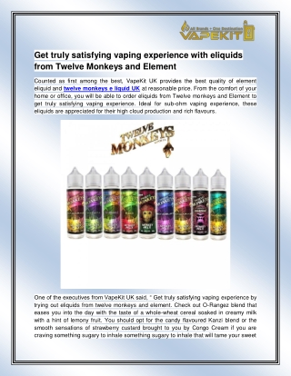 Twelve monkeys e liquid UK