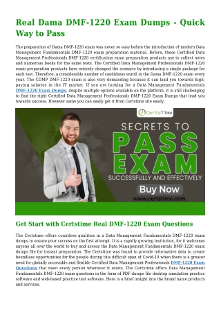 Get Success With Real Dama DMF-1220 Dumps PDF [2021]