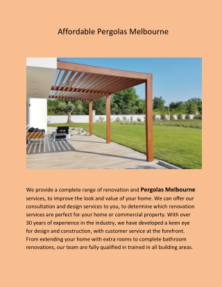 Affordable Pergolas Melbourne