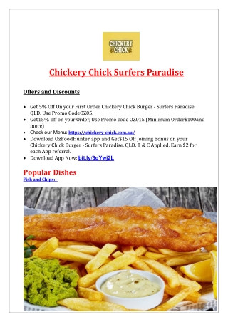 15% Off - Chickery Chick Burger Surfers Paradise Menu, QLD
