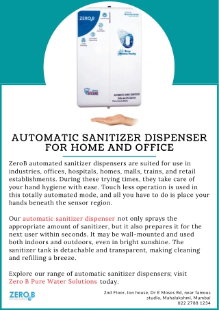 Automatic Sanitizer Dispenser for Home and Office