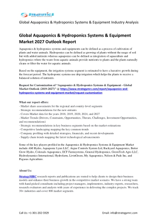 Global Aquaponics & Hydroponics Systems & Equipment Market Overview Analysis