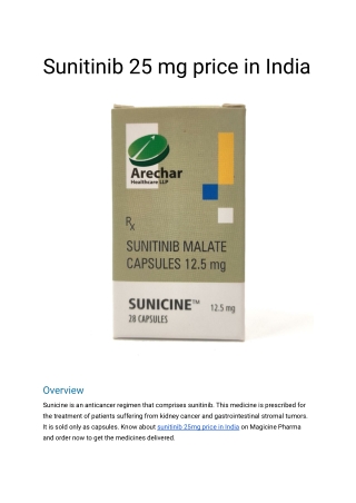 Sunitinib 25 mg price in India