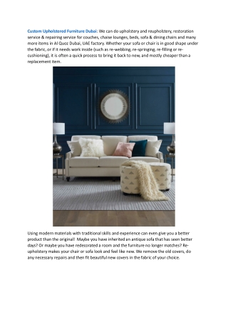 Custom Upholstered Furniture Dubai