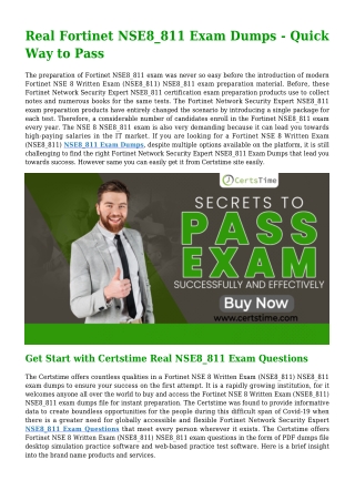 New Released Fortinet NSE8_811 Dumps PDF [2021] - Download Free Demo