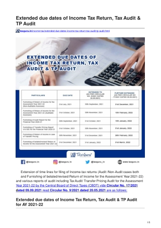 taxguru.in-Extended due dates of Income Tax Return Tax Audit  TP Audit-converted