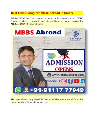 Study MBBS Abroad Consultant in Indore