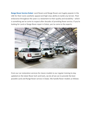 Range Rover Service Dubai