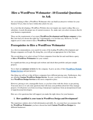 Hire a WordPress Webmaster -10 Essential Questions to Ask.docx